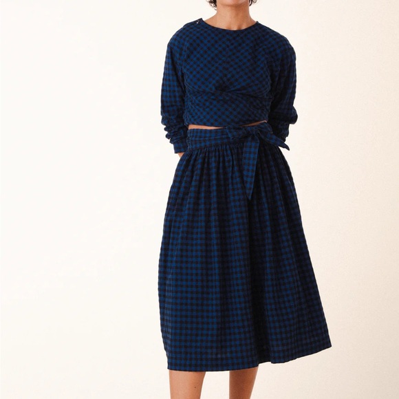 Prairie Underground Dresses & Skirts - Prairie Underground Navy and Black Plaid Midi Skirt